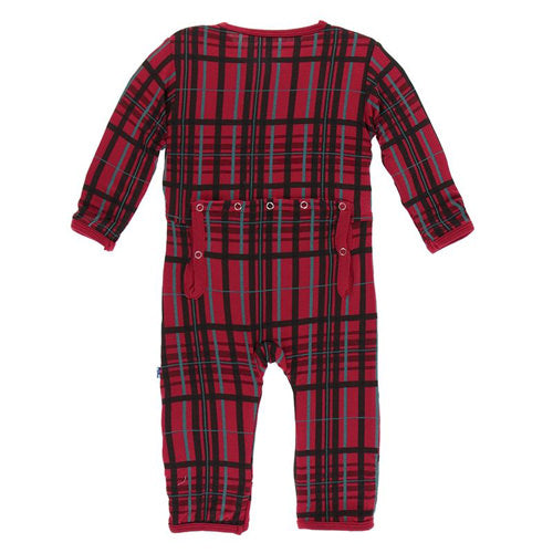KicKee Pants Holiday Print Coverall with Snaps in Christmas Plaid-KicKee Pants-The Bugs Ear