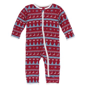 KicKee Pants Holiday Print Coverall with Snaps in Nortic Print-KicKee Pants-The Bugs Ear