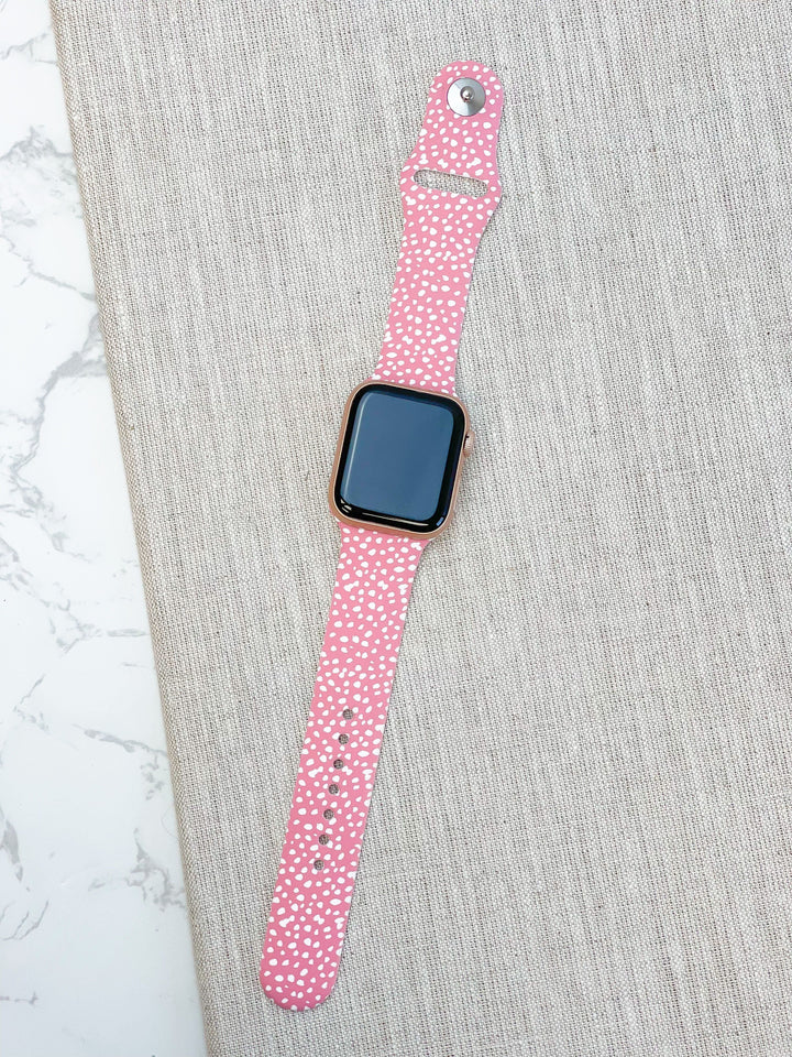 Pink and White Spotted Silicone Smart Watch Band-Prep Obsessed-The Bugs Ear