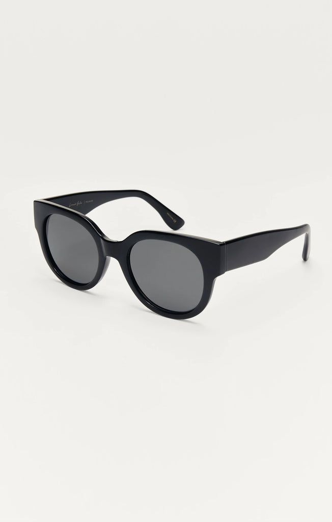 Z Supply Sunglasses Lunch Date Polished Black Grey-Z Supply-The Bugs Ear