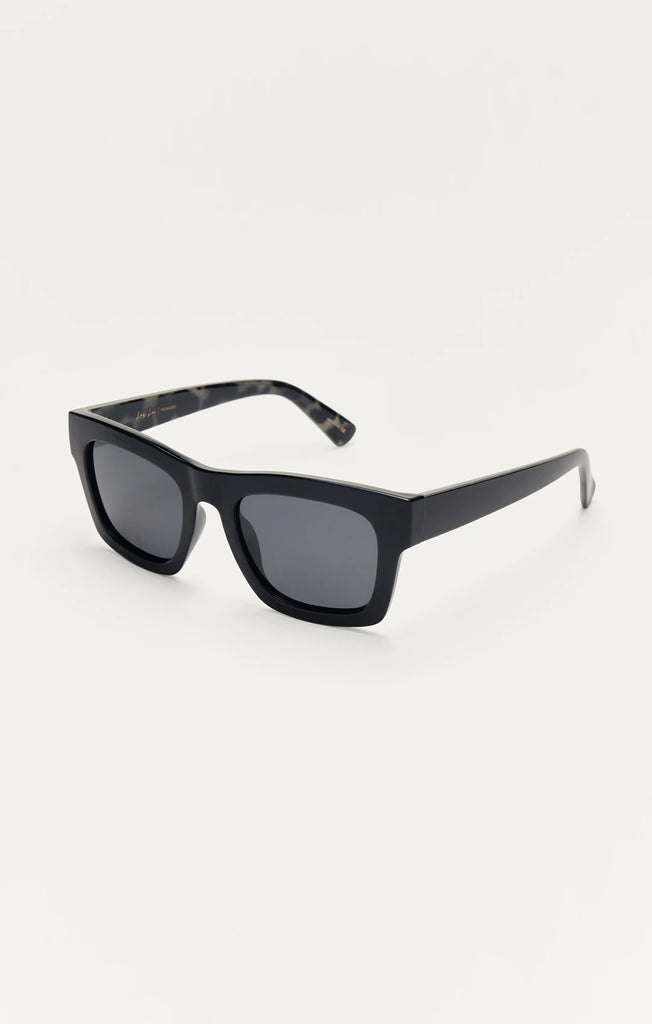 Z Supply Sunglasses Laylow Polished Black Grey-Z Supply-The Bugs Ear