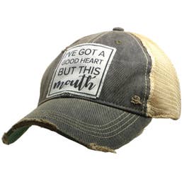 I've Got A Good Heart But This Mouth Distressed Trucker Cap-Vintage Life-The Bugs Ear