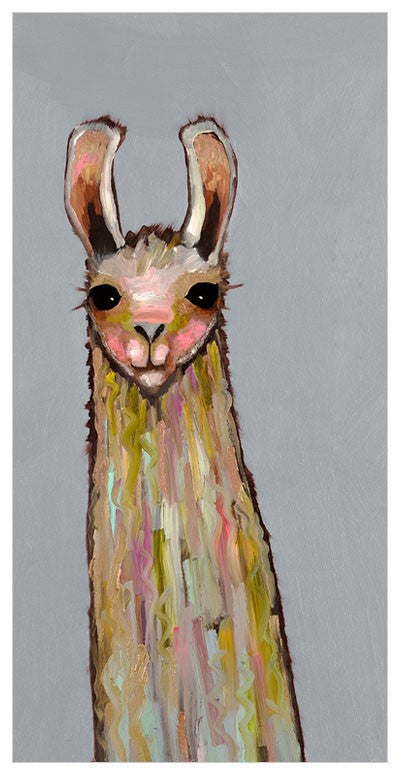 Baby Llama On Gray Wall Art 18x36-Greenbox-The Bugs Ear