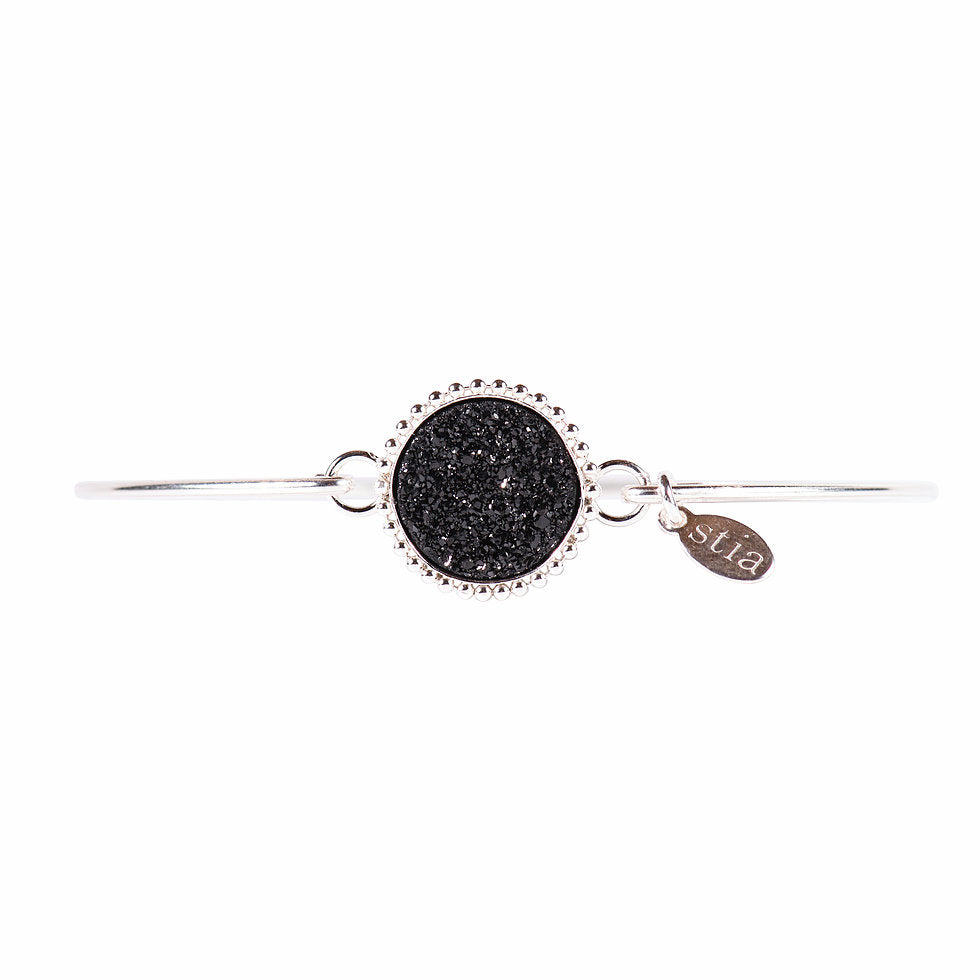 Druzy Beaded Edge Bracelet in Silver and Black-Stia Couture-The Bugs Ear