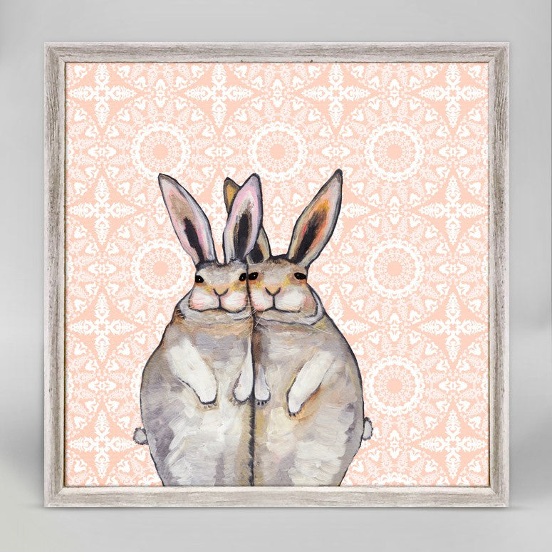 Bunny Friends On Bohemian Pattern Mini Framed Canvas 6x6-Greenbox-The Bugs Ear