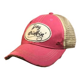 Day Drinkin Distressed Trucker Cap-Vintage Life-The Bugs Ear