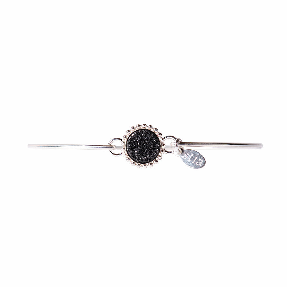 Druzy Beaded Edge Mini Bracelet in Silver and Black-Stia Couture-The Bugs Ear