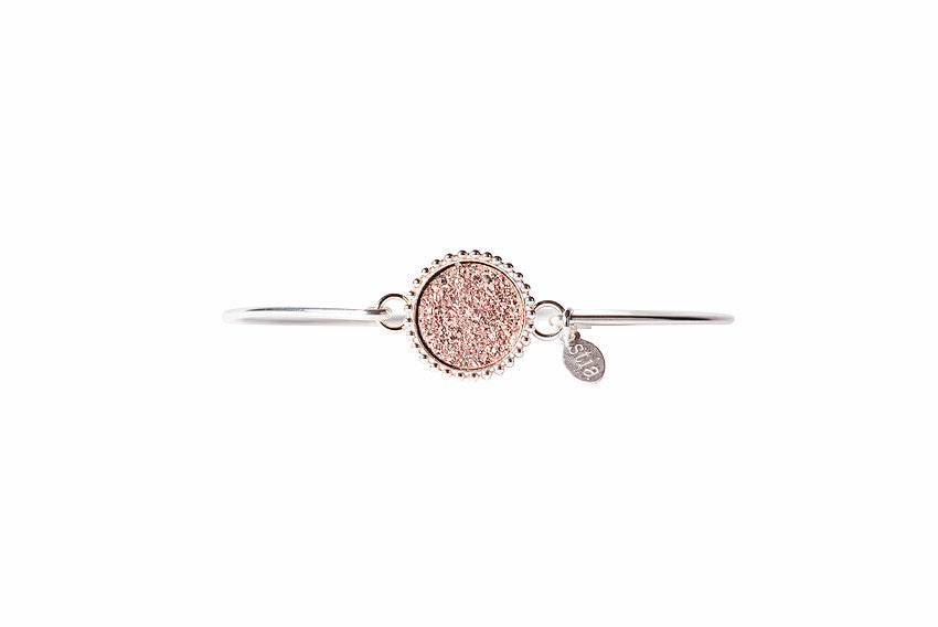 Druzy Beaded Edge Bracelet in Silver and Rose Gold-Stia Couture-The Bugs Ear