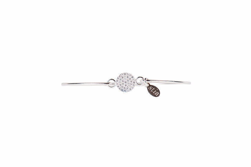 Pavé Icon Silver Bracelet with Disk-Stia Couture-The Bugs Ear