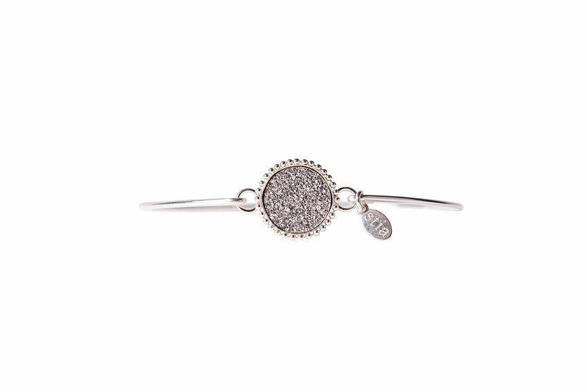 Druzy Beaded Edge Bracelet in Silver and Platinum-Stia Couture-The Bugs Ear