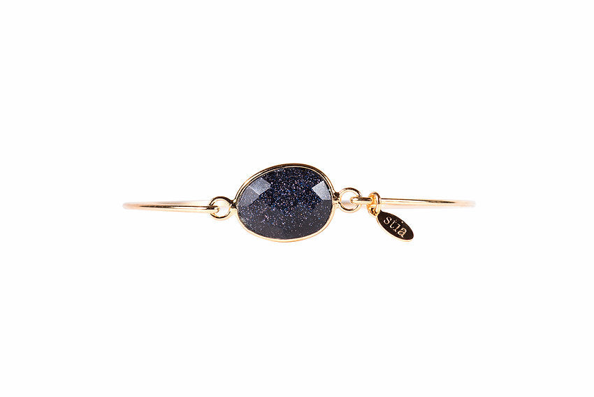 Freeform Gemstone Bracelet in Navy Blue Goldstone-Stia Couture-The Bugs Ear