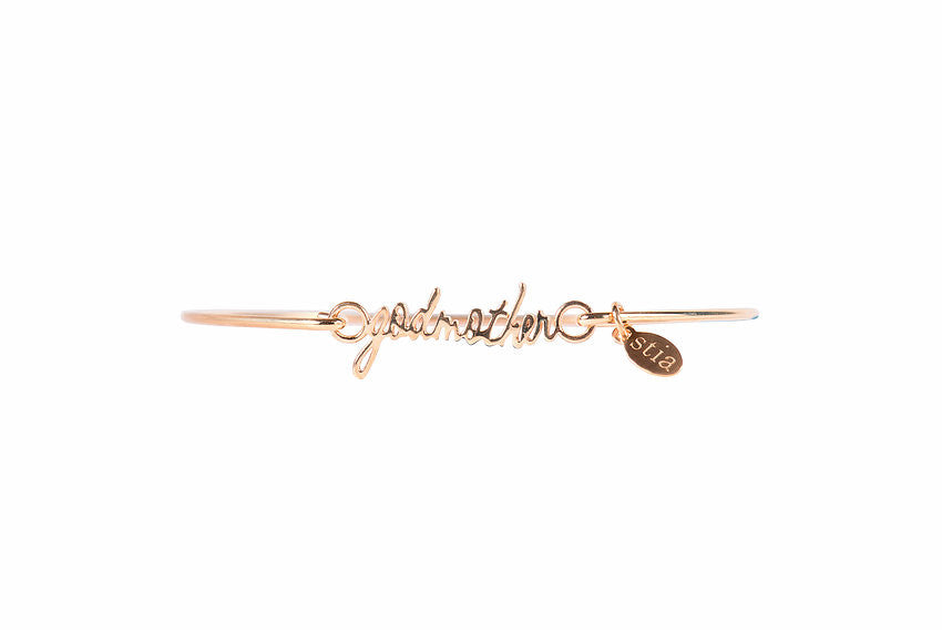 Scripted Words Bracelet Gold Godmother-Stia Couture-The Bugs Ear