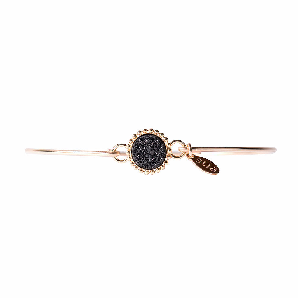 Druzy Beaded Edge Mini Bracelet in Gold and Black-Stia Couture-The Bugs Ear