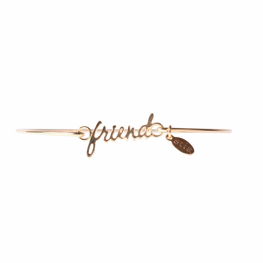Scripted Words Bracelet Gold Friend-Stia Couture-The Bugs Ear