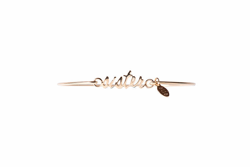 Scripted Words Bracelet Gold Sister-Stia Couture-The Bugs Ear