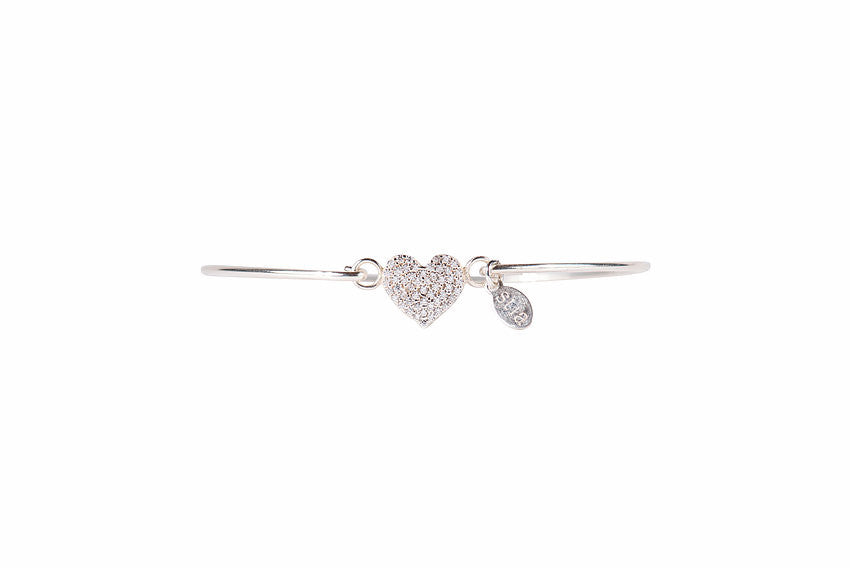 Pavé Icon Silver Bracelet with Heart-Stia Couture-The Bugs Ear