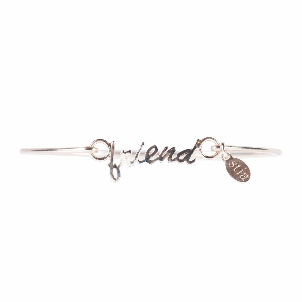 Scripted Words Bracelet Silver Friend-Stia Couture-The Bugs Ear