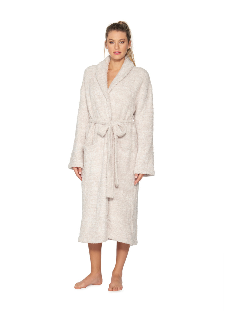 Barefoot Dreams Cozychic Heathered Adult Robe in Stone White-Barefoot Dreams-The Bugs Ear