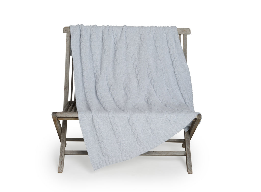 Barefoot Dreams Cozychic Heathered Cable Blanket in Ocean-Barefoot Dreams-The Bugs Ear