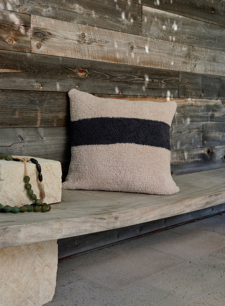 Barefoot Dreams Cozychic Throw Pillow with Stripe and Insert Stone Slate Blue-Barefoot Dreams-The Bugs Ear