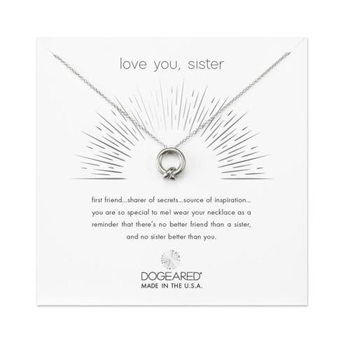 Dogeared Love You, Sister, Together Knot Charm, 16" w/ 2" ext., Sterling Silver, Necklace-Dogeared-The Bugs Ear