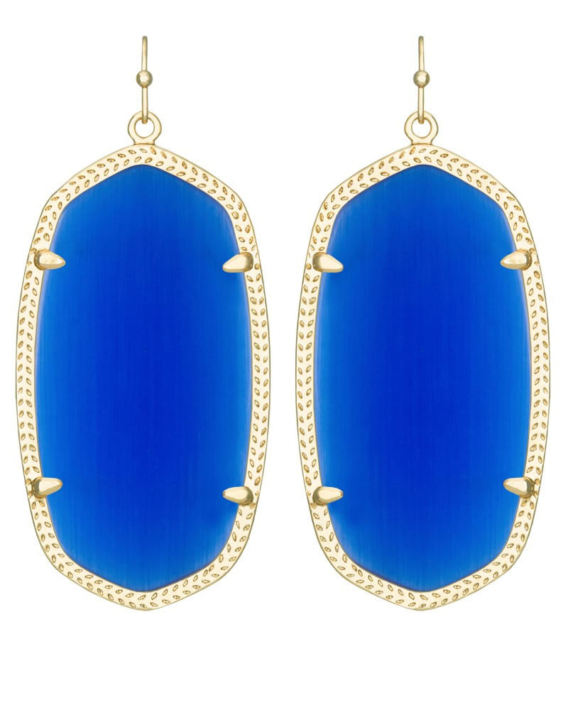 Kendra Scott Danielle Earrings in Gold Cobalt Cat’s Eye-Kendra Scott-The Bugs Ear