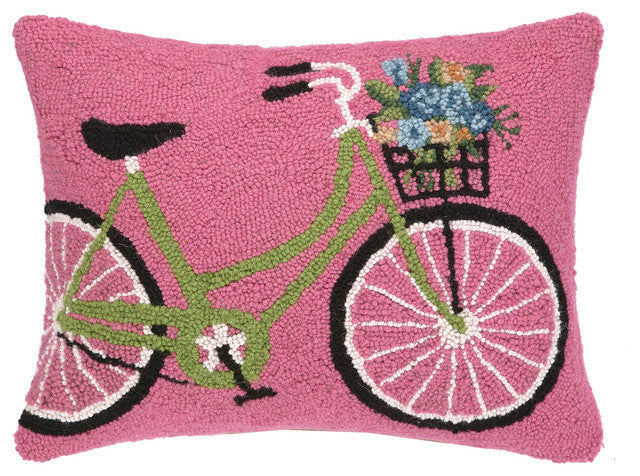 Green Bike With Flowers Hook Pillow-Peking Handicraft-The Bugs Ear