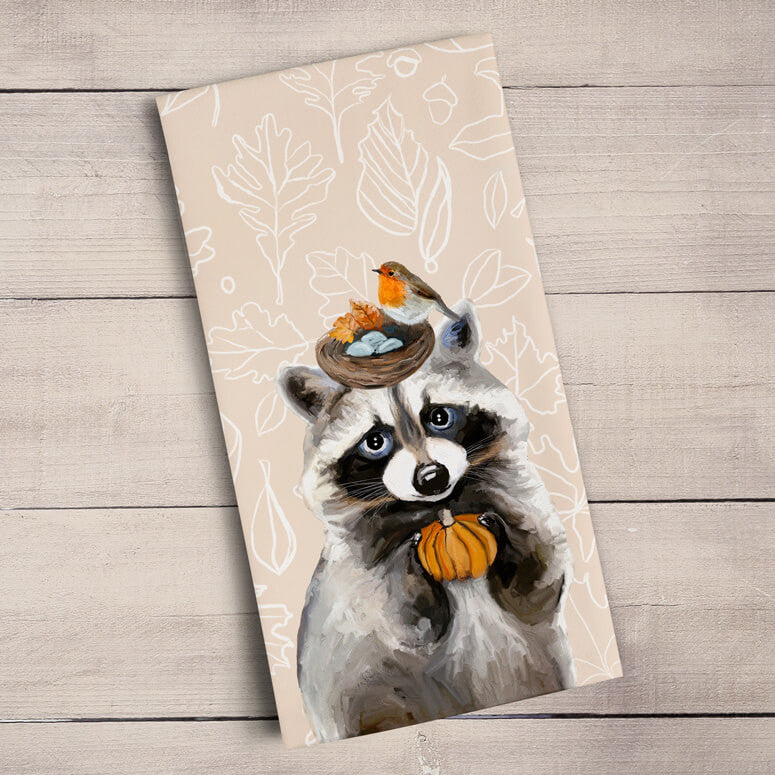 Thankful Raccoon Tea Towel-Greenbox-The Bugs Ear