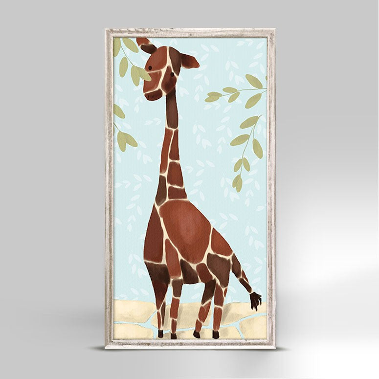 Gillespie the Giraffe - Blue Mini Framed Canvas 5x10-Greenbox-The Bugs Ear