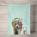 Festive Cow and Goat Tea Towel-Greenbox-The Bugs Ear
