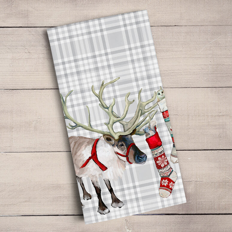 Embellished Reindeer Tea Towels-Greenbox-The Bugs Ear