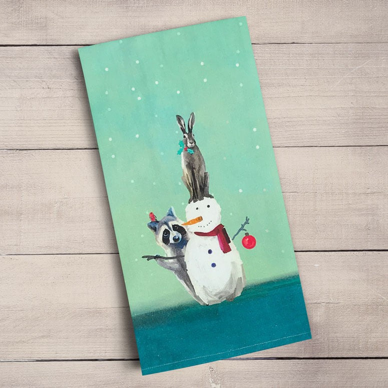 Snowman, Raccoon And Rabbit Tea Towels Holiday Collection-Greenbox-The Bugs Ear