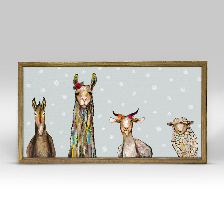 Donkey, Llama, Goat, Sheep Embellished Mini Framed Canvas Holiday-Greenbox-The Bugs Ear
