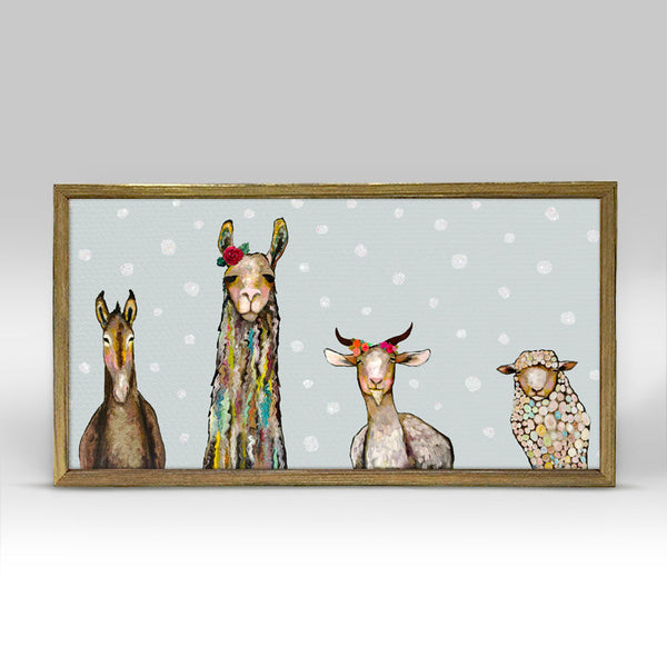 Donkey, Llama, Goat, Sheep Embellished Mini Framed Canvas Holiday The