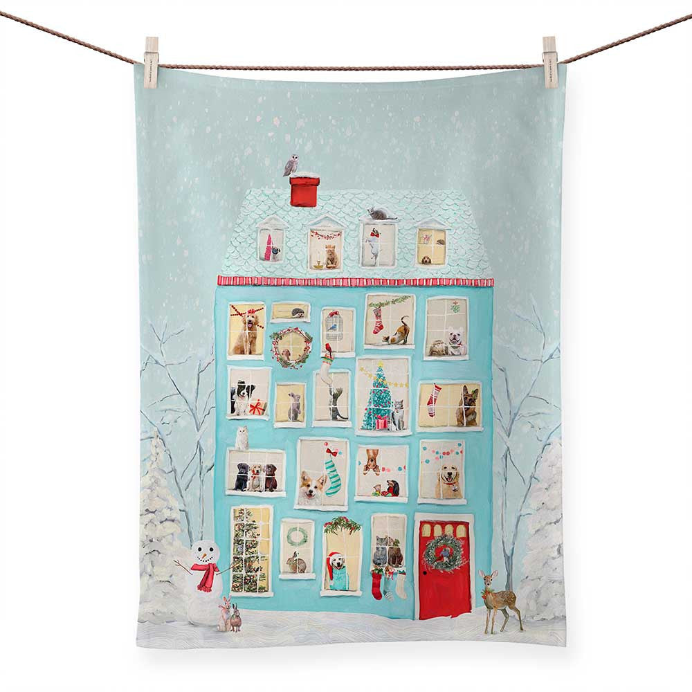 Festive Animal House Tea Towel-Greenbox-The Bugs Ear