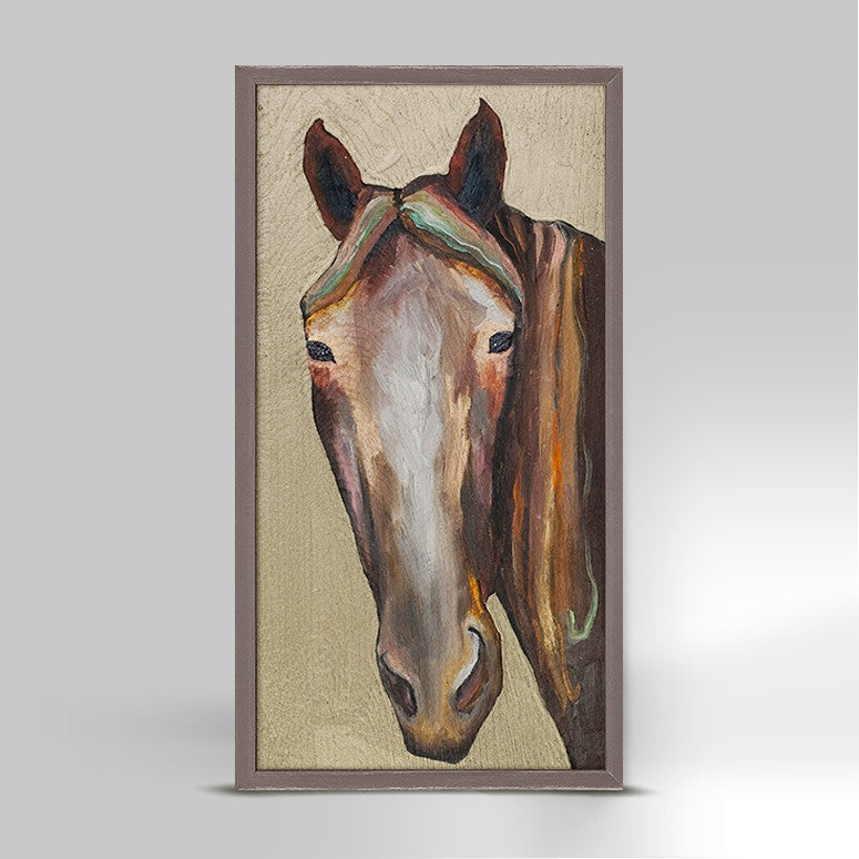 Horse on Gold Mini Framed Canvas 5x10-Greenbox-The Bugs Ear