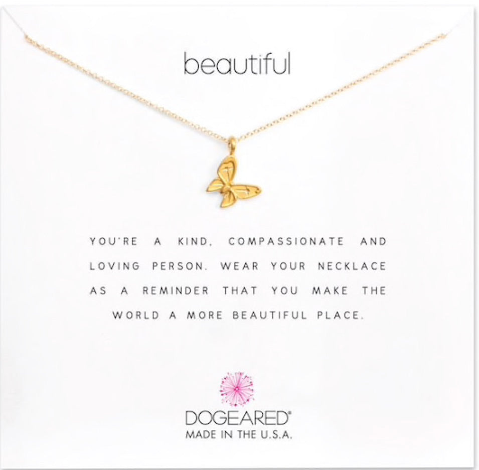 Dogeared Beautiful Enhanced Butterfly Necklace Gold Dipped-Dogeared-The Bugs Ear