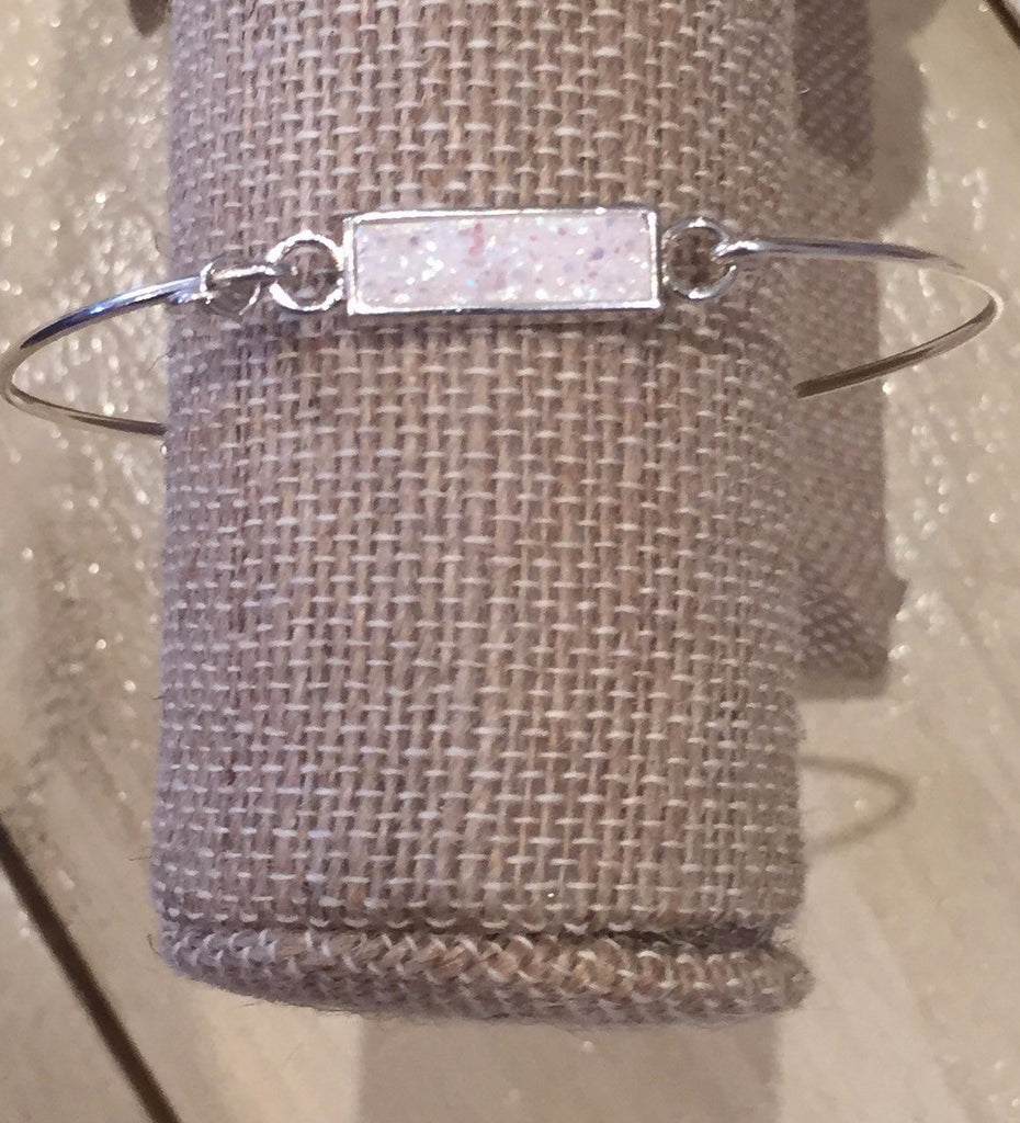 Druzy Bar Bracelet in Silver and Opal-Stia Couture-The Bugs Ear