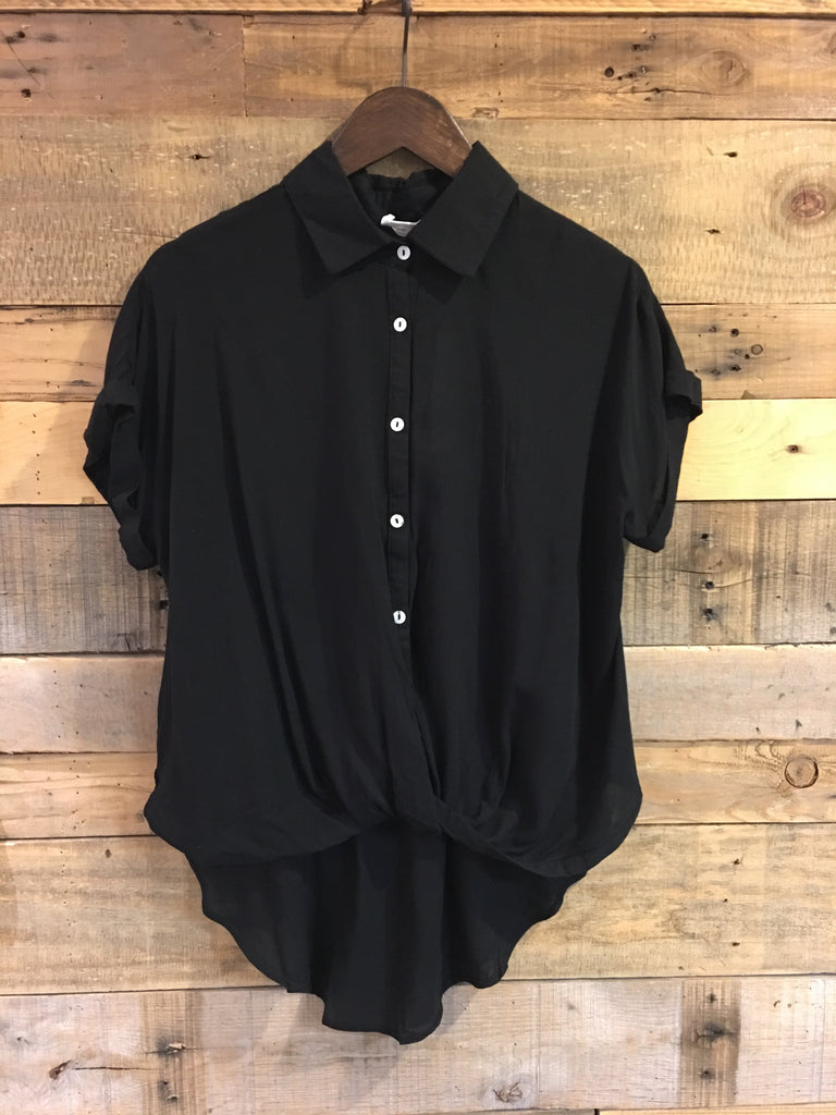 Lucy Black Collared Shirt-Sage The Label-The Bugs Ear