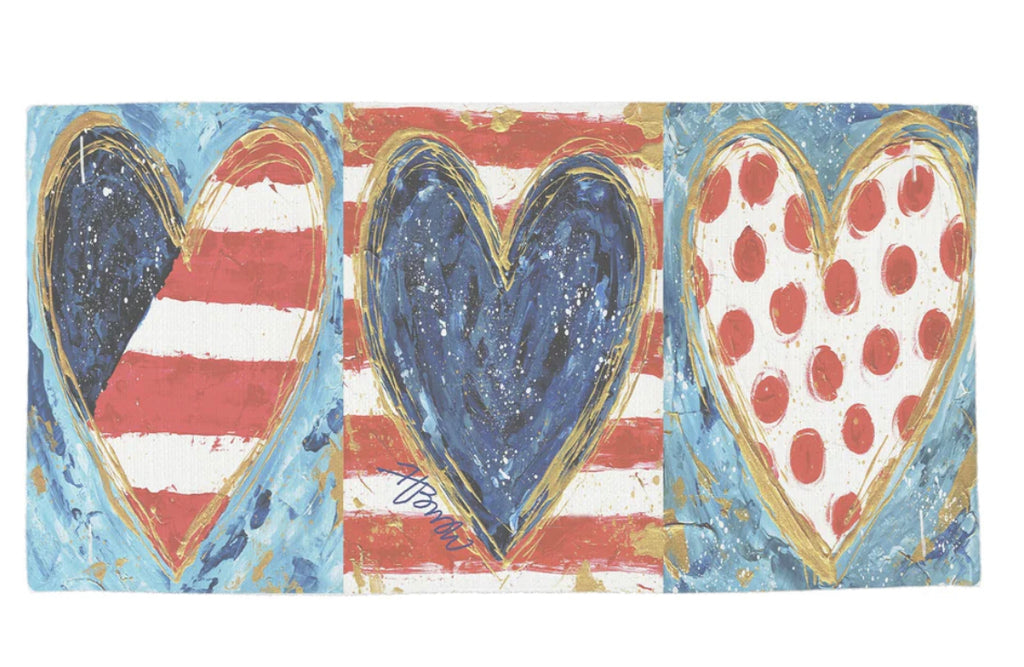 Red White and Blue Hearts Lumbar Pillow Swap-LuckyBird-The Bugs Ear