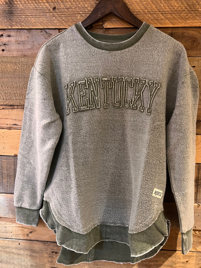 Kentucky Brushed Initials Sweatshirt Fleece in Olive-Royce-The Bugs Ear