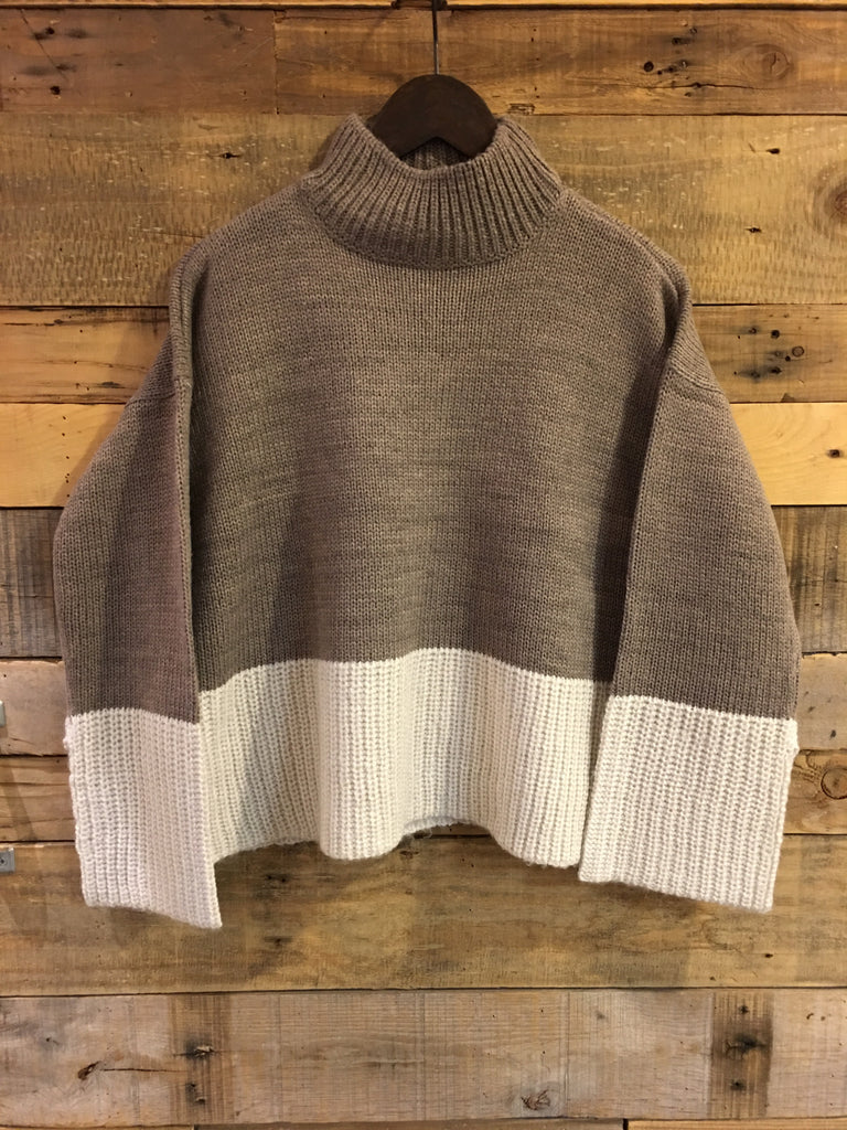 Jana Stripe Knit Sweater in Shiitake Grey-RD Style-The Bugs Ear