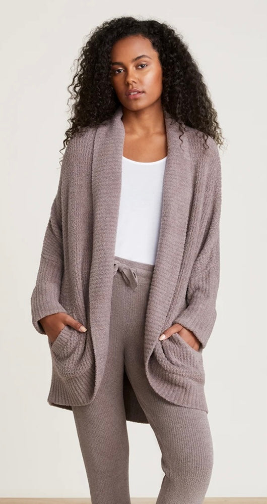 Barefoot Dreams CozyChic Lite Waffle Cocoon Cardi in Driftwood-Barefoot Dreams-The Bugs Ear