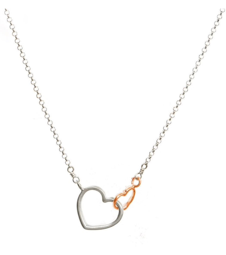 Dogeared Mother Daughter Linked Hearts Necklace Gold Dipped and Silver-Dogeared-The Bugs Ear