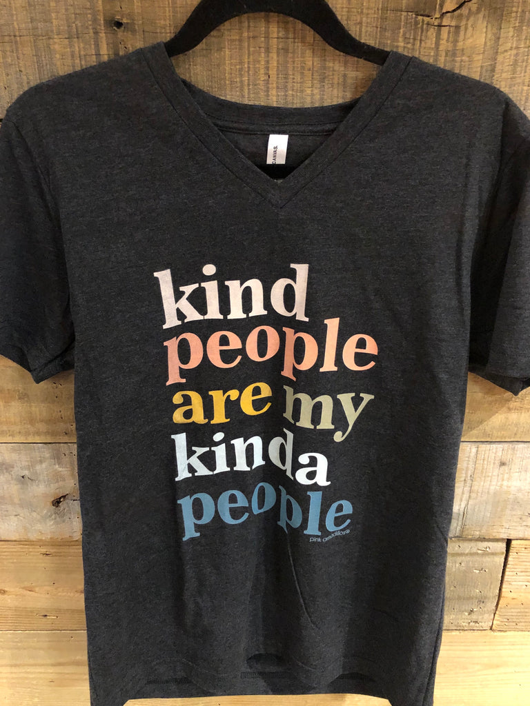Kind People Are My Kind of People V-neck Tee-Pink Armadillos-The Bugs Ear