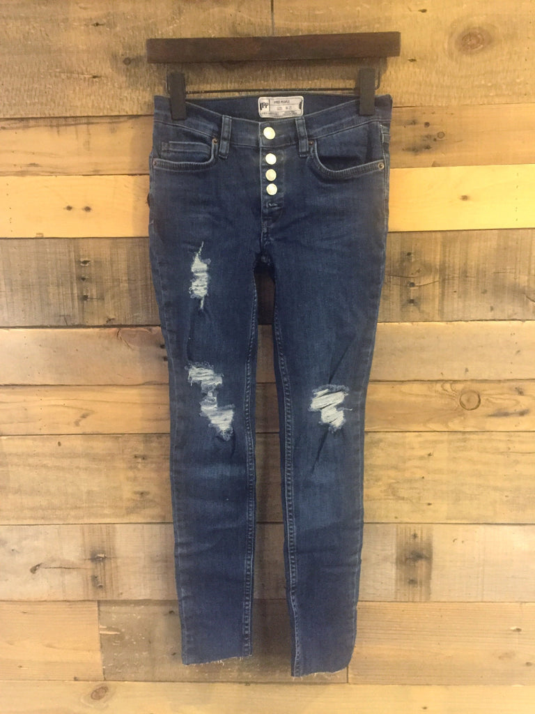 Free People Destroyed Reagan Button Front Jeans-Free People-The Bugs Ear