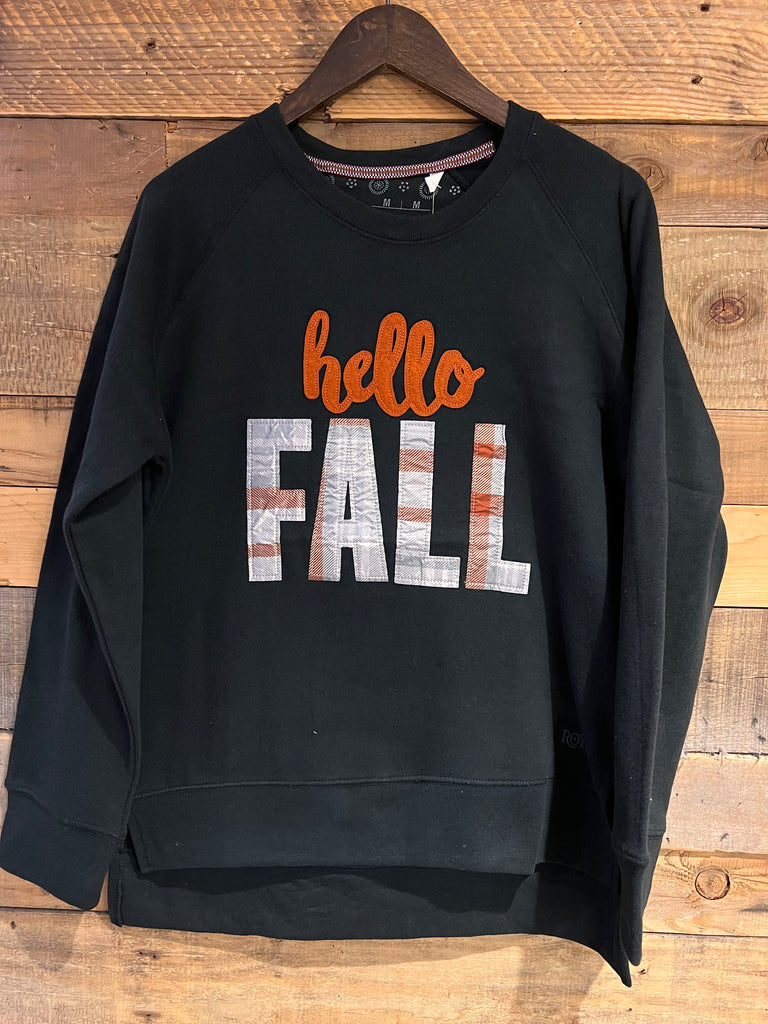 Hello Fall Plaid Cozy Fleece Sweatshirt-Royce-The Bugs Ear