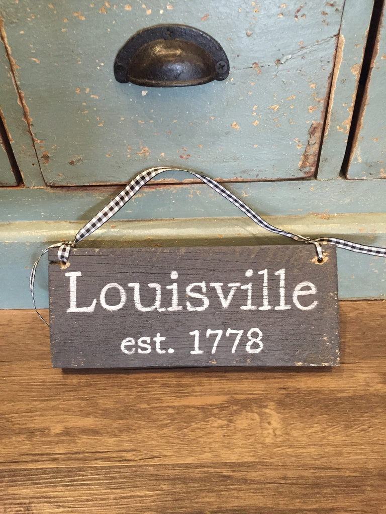 Barnwood Sign Mini Louisville Established-Barnwood and Bluegrass-The Bugs Ear