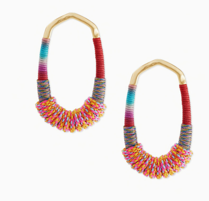 Kendra Scott Masie Gold Open Frame Earrings In Coral Mix Paracord-kendra Scott-The Bugs Ear