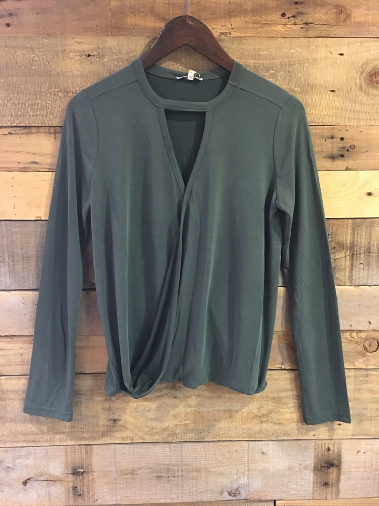 April Cross Front Long Sleeve Top in Green Gables-Black Swan-The Bugs Ear